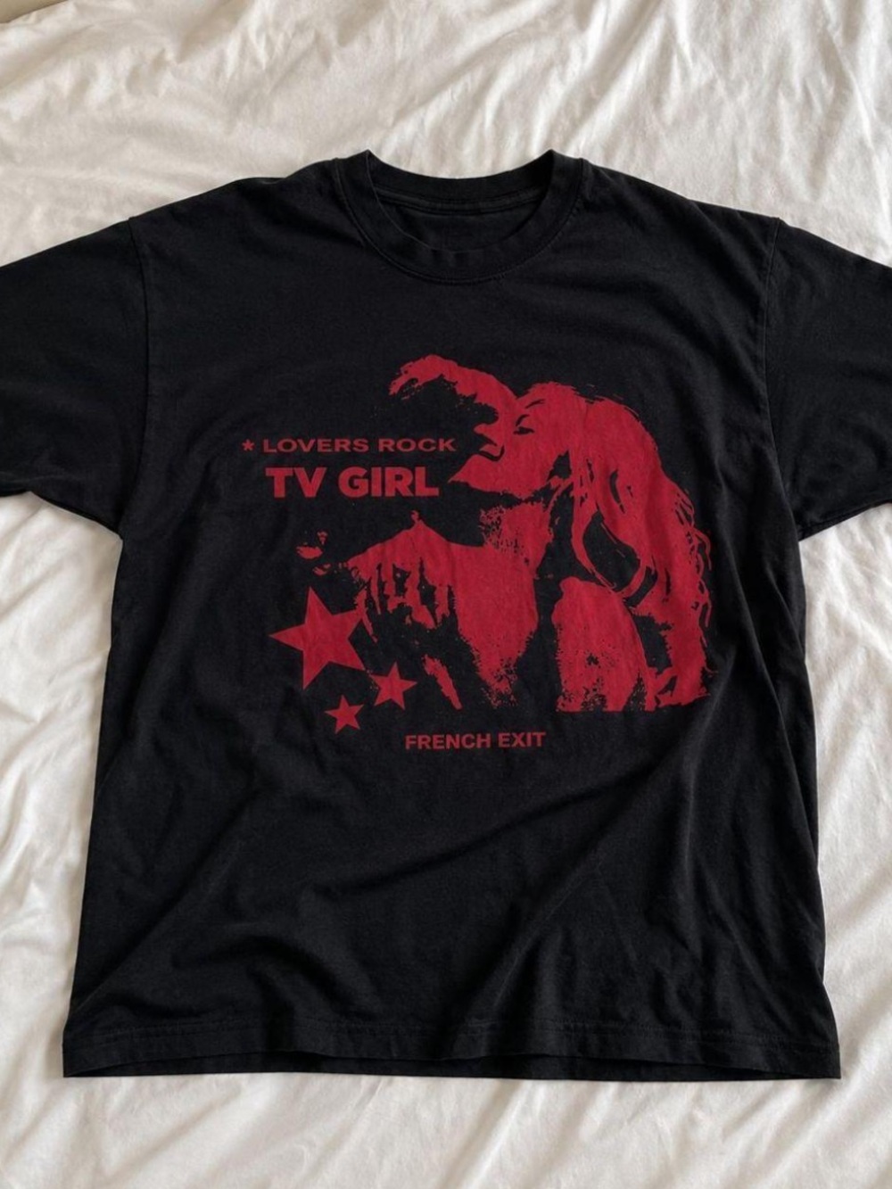 Gildan Black Tee with Red TV Girl Graphic